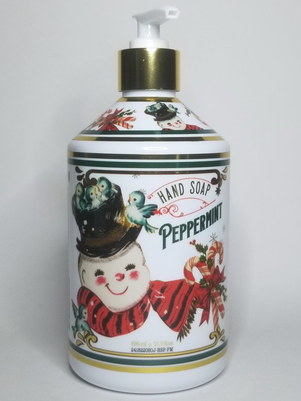 Peppermint Scented Liquid Hand Soap In Retro Christmas Holiday Pump Dispenser